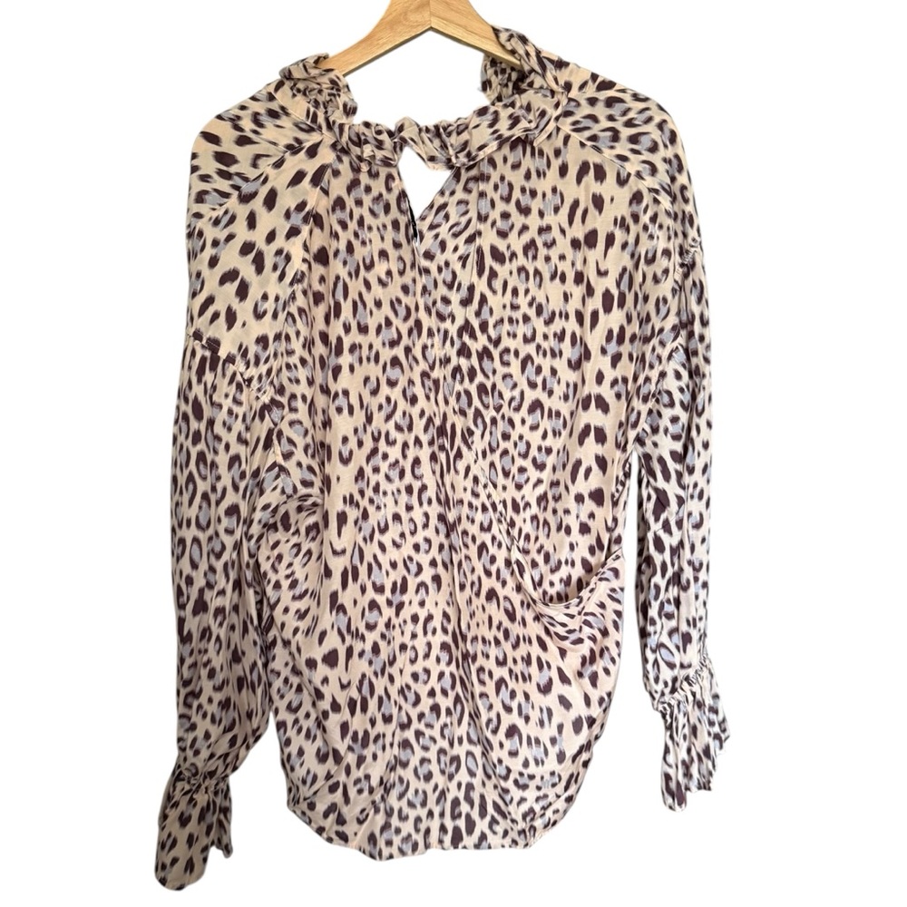 NWT Equipment Femme Silk Blend Farrah Peasant Leopard Long Sleeve Blouse Women S - Picture 6 of 8